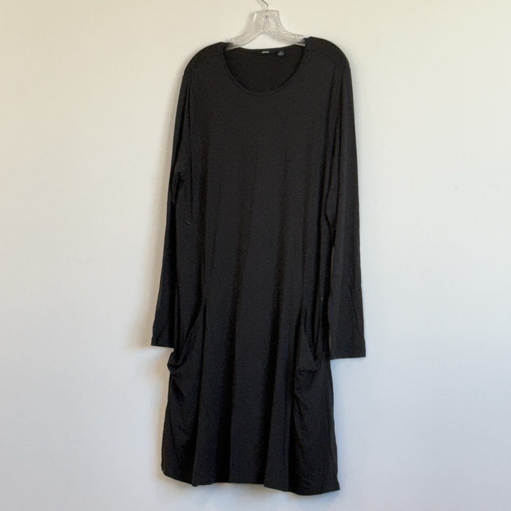 Betabrand Black Sweatshirt Travel Dress L Comfort Stretch Vacay Relaxed Pockets
